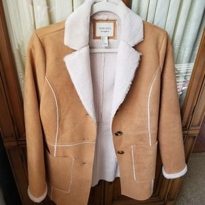 Forever 21 Faux Leather Coat in Tan